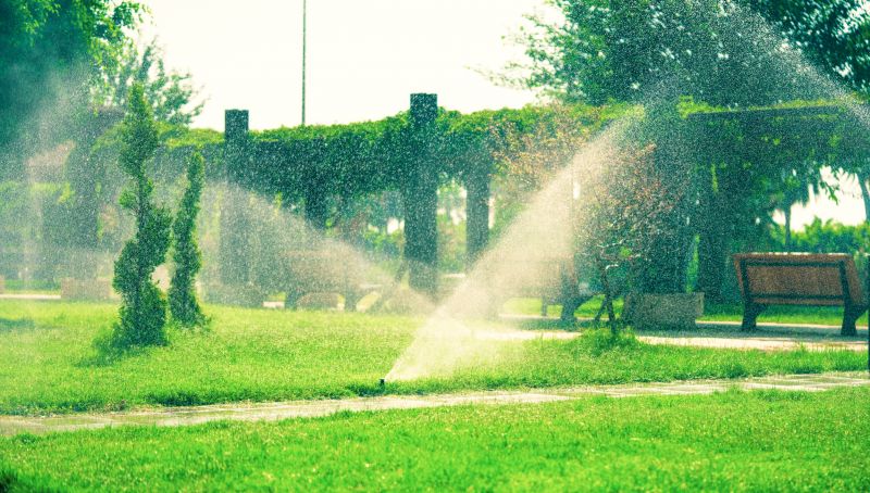 Yard with Sprinkler Heads